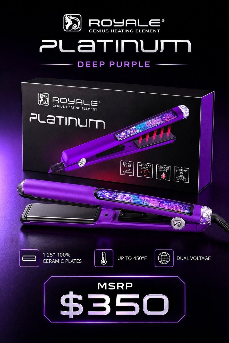 Royale Platinum 1.25in Flat Iron Straightener Ceramic Plates 450F Dual Voltage